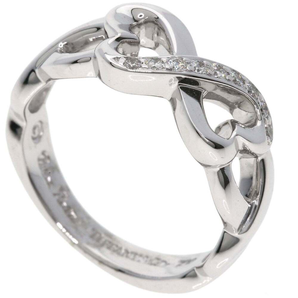 TIFFANY Authentic 18k Silver Diamond Heart Ring